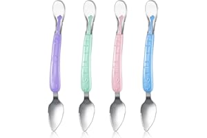 Lallisa 4 Pcs Double Head Baby Silicone Food Spoon Baby Fruit Scraping Mud Spoon Soft Feeding Food Scraper for Infants Fruit Feeding (Multicolor)