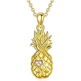 BETHZA Diamond Pineapple Necklace for Women 925 Sterling Silver Pineapple Pendant Necklace Pineapple Jewelry Gifts for Mom Wife Girlfriend Daughter Pineapple Lover