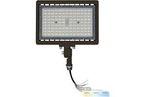 NUWATT 90W LED Flood Light, 3CCT 3000K/4000K/5000K Selectable, IP65 Waterproof Lighting, Adjustable Knuckle Mount, 12600LM, 0-10V Dimmable, 120-277V, Outdoor Security Floodlight for Yard, Bronze, UL