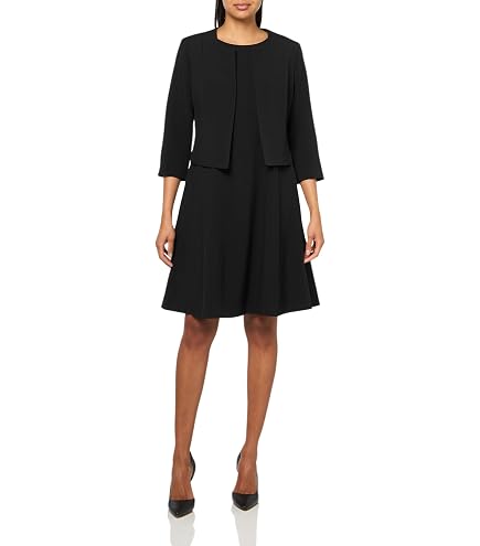 Le Suit Duster Jacket & Sheath Dress, 2pc Set, Bordeaux, 4 at Amazon Women's Clothing store