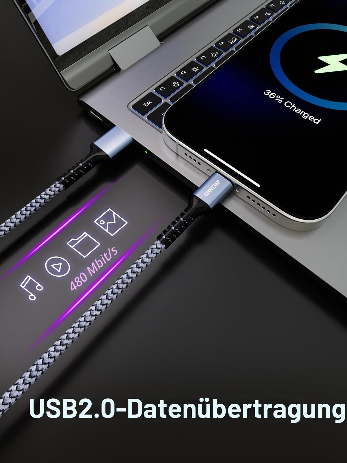 GHNTJAP USB C auf USB C Kabel 1.5M,[3 Stück] 60W USB-C Kabel PD Schnellladekabel Nylon Type C Ladekabel für iPhone 16/15,Galaxy S24 S23 S22 S21,iPad Pro,MacBook,Pixel 3