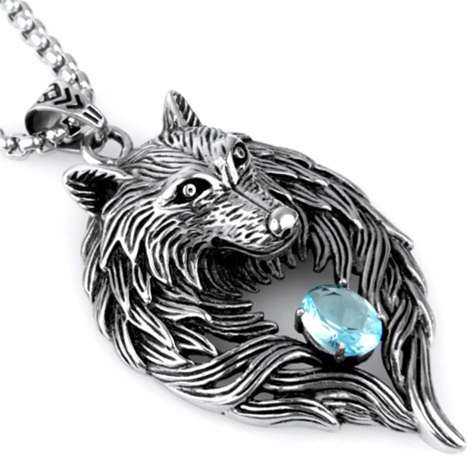 Huhuniu Hip-hop Rock Wolf Totem Diamond Pendant Wolf Men's Titanium Steel Necklace Pendant