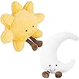 Sun and Moon Plush, Smiling Fun Filled Sun Pillow, 12" Moon and Sunshine Animal Pillow Soft Plush Toy for Children's Birthday Gift (2PCS)