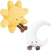 Sun and Moon Plush, 12" Sun Pillow Moon Pillow 2PCS Soft Plush Toy | Cute sun and moon plush companions, perfect for cuddling, room decor, birthdays, holidays, and special gifts