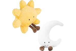 GENERIC Sun and Moon Plush, Smiling Fun Filled Sun Pillow, 12" Moon and Sunshine Animal Pillow Soft Plush Toy for Children's Birthday Gift (2PCS)