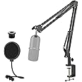 Rigych HyperX Boom Arm Mic Stand with Pop Filter, Adjustable Mic Boom Arm Stand with Upgrade Desk Clamp for HyperX SoloCast, QuadCast 2 Condenser Microphone