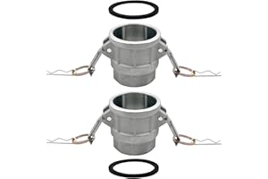 BITOTU 2PCS Type D Aluminum Global Cam and Groove Hose Fitting NPT D-200 2" Type D with 2 PCS Camlock Gasket Female Camlock with Female Threads (2 inch, Type D)