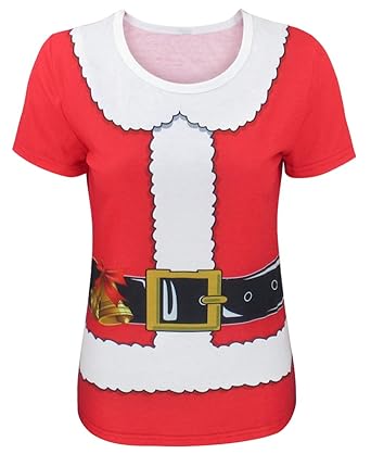 Cosavorock T Shirts Costume Da Babbo Natale E Elfo Donna