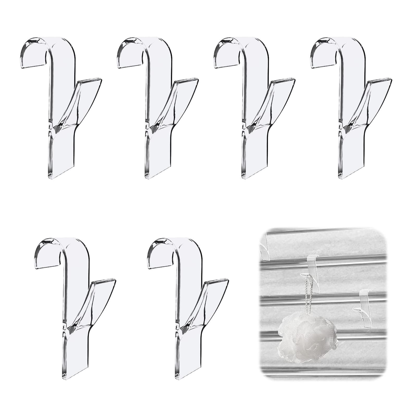 6Pcs Round Radiator Hooks - Towel Rail Hangers for All Standard Radiators (Transparent)