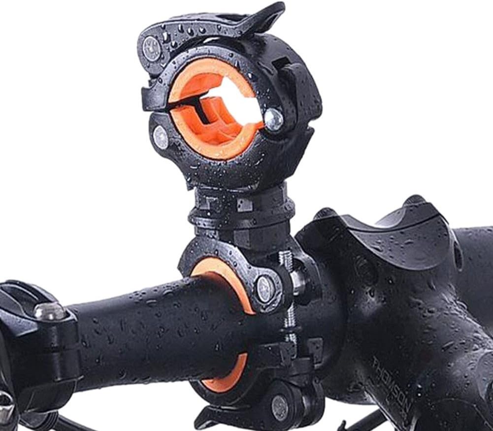 Flashlight Mount Holder,2 Pack Bicycle Clip,Universal Bicycle Led Light Mounting Holder 360° Rotation Clip Clamp for Flashlight, Cycling, Riding(1 pcs white+1 pcs orange)