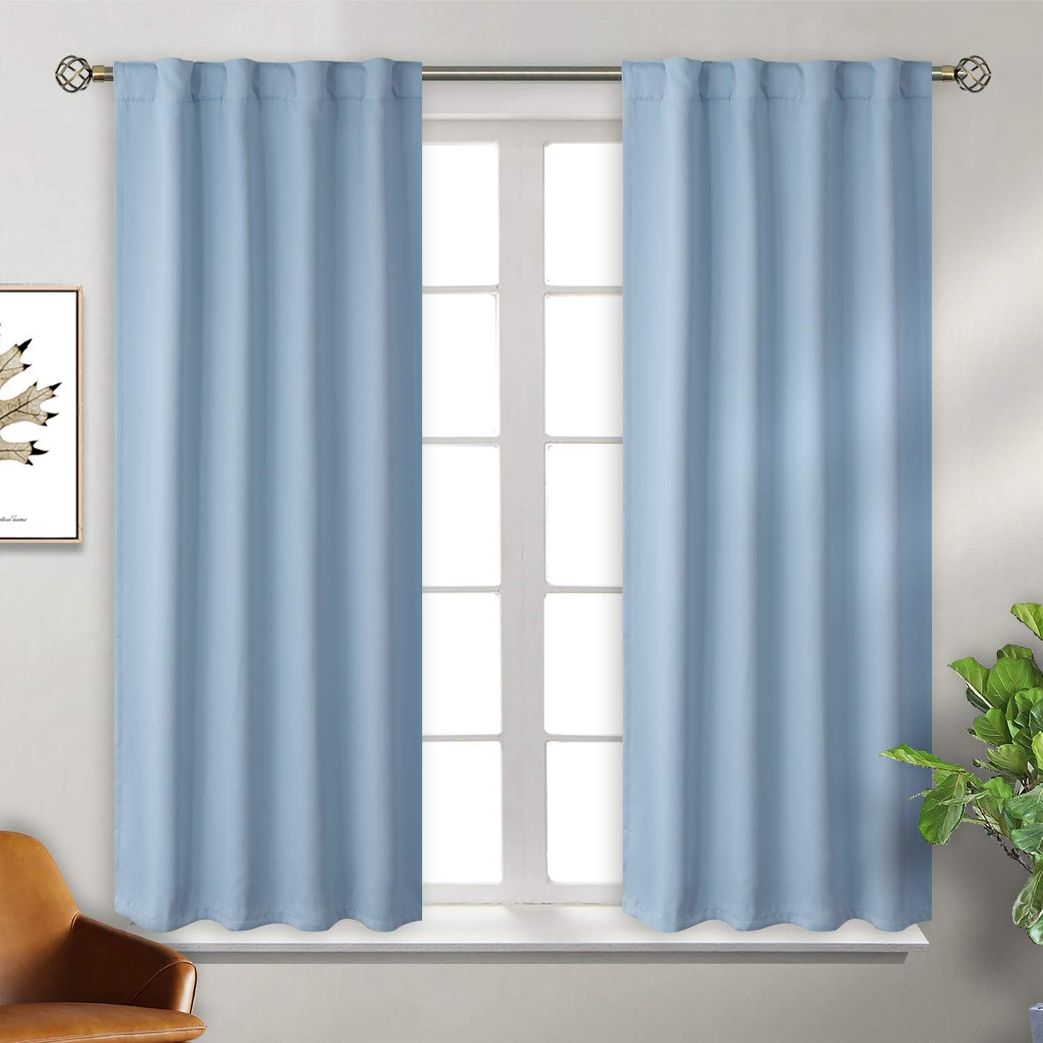 2 Window Curtain Panels Thermal Insulated Room Darkening Curtains
