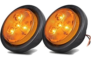 NEW SUN 2" Round LED Trailer Lights, Amber LED Clearance Marker Lights 4 Diodes 12V, Waterproof, w/Grommet & Plug 2-Pin for T