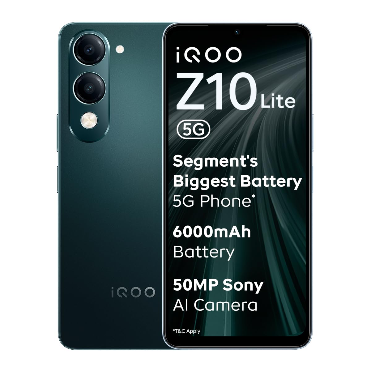 iQOO Z10 Lite 5G (Cyber Green, 6GB RAM, 128GB Storage) | 6000 mAh Battery | Dimensity 6300 5G Processor with 433K+* AnTuTu Score | IP64 Rated & Military Grade Shock-Resistance*