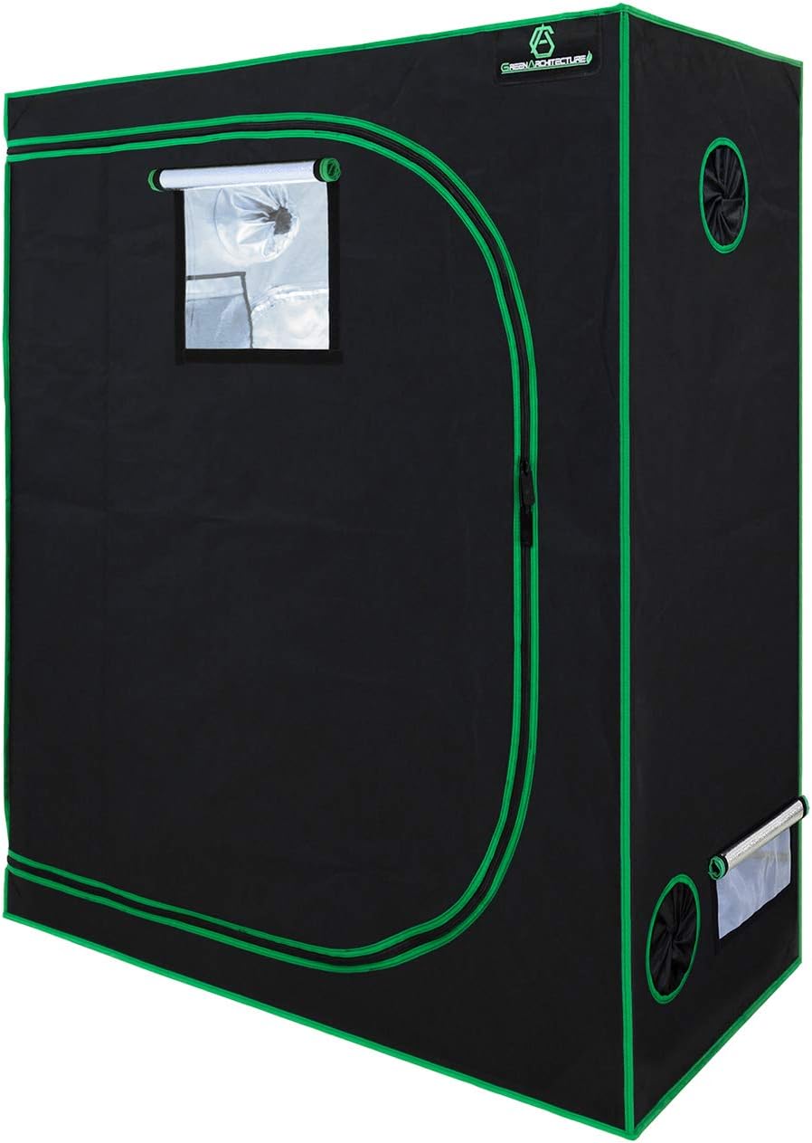 GA 48"x24"x60" Reflective Mylar Hydroponic Grow Tent with Observation Window and Waterproof Floor Tray for Indoor Plant Growing 4x2