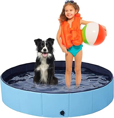 Jsdoin Large Foldable Dog Pool PVC Non-Slip Paddling Pool 120x30cm