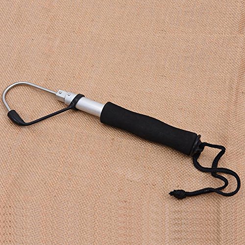 Zehui Portable Stainless Sea Fishing Telescopic Retractable Fish Gaff Tackle Spear Hook Fishing Gripper Tool Silver 90Cm