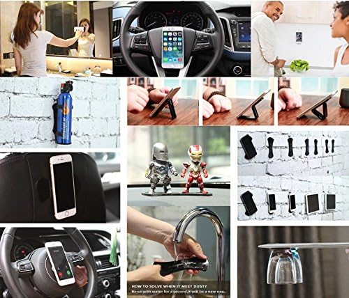 Cell Phone Stand iPhone X Car Holder iPhone 7 Plus Stand iPhone Sticky Pad for Android Smartphone and iPhone,Gel Pads,Nano Pad,Stick to Anywhere&amp;Holds Anything(Black- 2 Units)