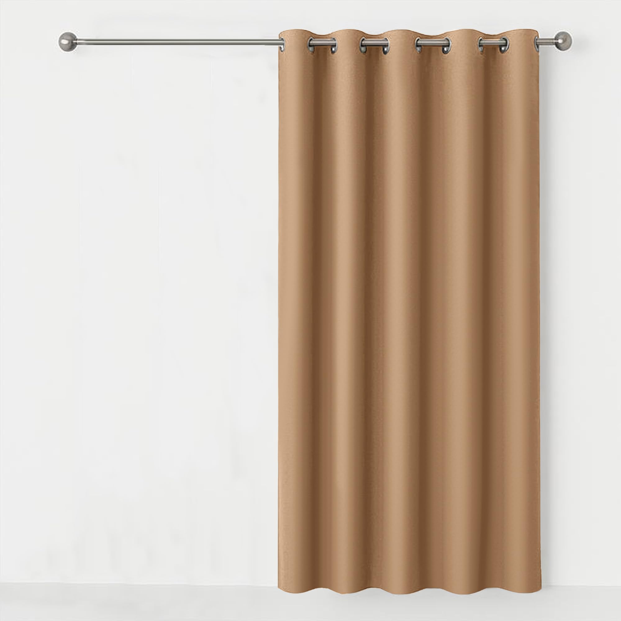 AMEHA Eyelet Blackout Curtains for Living Room 66 X 84 Inch Super Soft Thermal Insulated Beige Ring Top Darkening Curtains Single Panel with Tieback — image 1