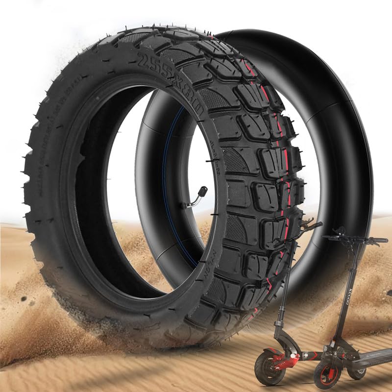 GLDYTIMES 10 inch 10x3 255x80 80/65-6 Off-road Rubber Outer Tire & Inner Tube Set Replacement for Zero 10x/ Apollo Pro/Kugoo M4 Pro Electric Scooter Go karts ATV Quad Speedway| Anti-explosion Tyre