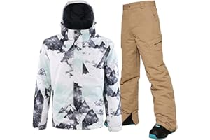 YEEFINE Men's Ski Suit Waterproof Snowsuit Winter Ski Jacket and Pants Set Outdoor Warm Snow Snowboard Suit