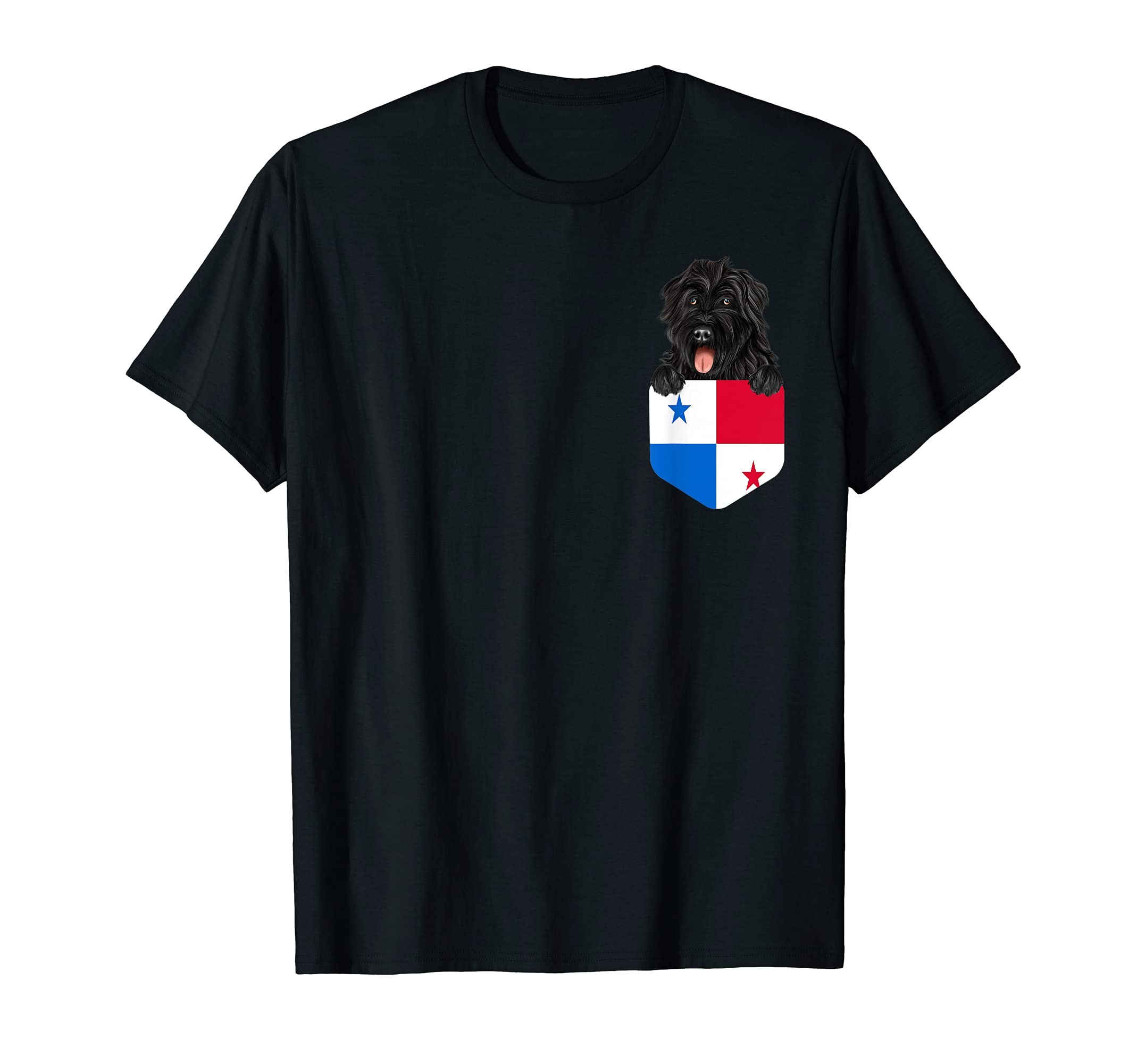 Panama Flag Bouvier des Flandres Dog In Pocket T-Shirt