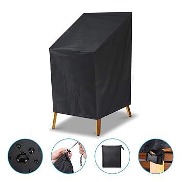 NASUM Abdeckung für Gartenstühle Abdeckplane Schutzhülle Oxford Polyester 210D Oxford-Material mit Zugkordel | Befestigungscl