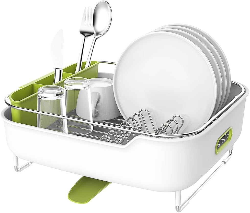 zova Premium Stainless Steel Dish Drying Rack with Swivel Spout, Dish ...