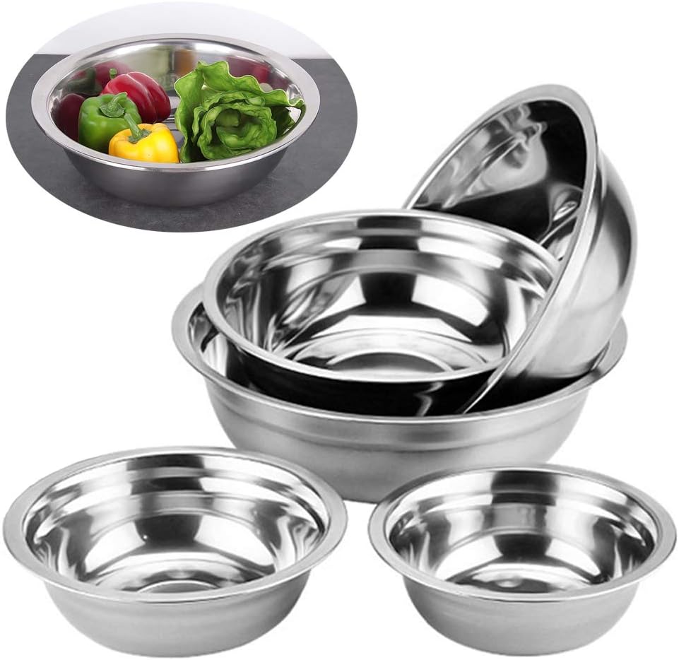 Ziyero Stainless Steel Mixing Bowl Metal Prep Bowls Kitchen Preparation