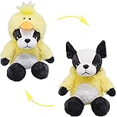 BABOLI Cuddly French Bulldog Stuffed Animals Soft Toys with Adorable Duck-Style Costumes Super Cute Bulldog Plush Animal for Birthday Gifts or Party Supplies Good Choice for Children 10 Inch