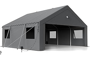Benass 20x20 Carport Canopy Heavy Duty, 2 Car Car Port, Portable Car Ports Garage with 2 Drive Through Doors, Grey