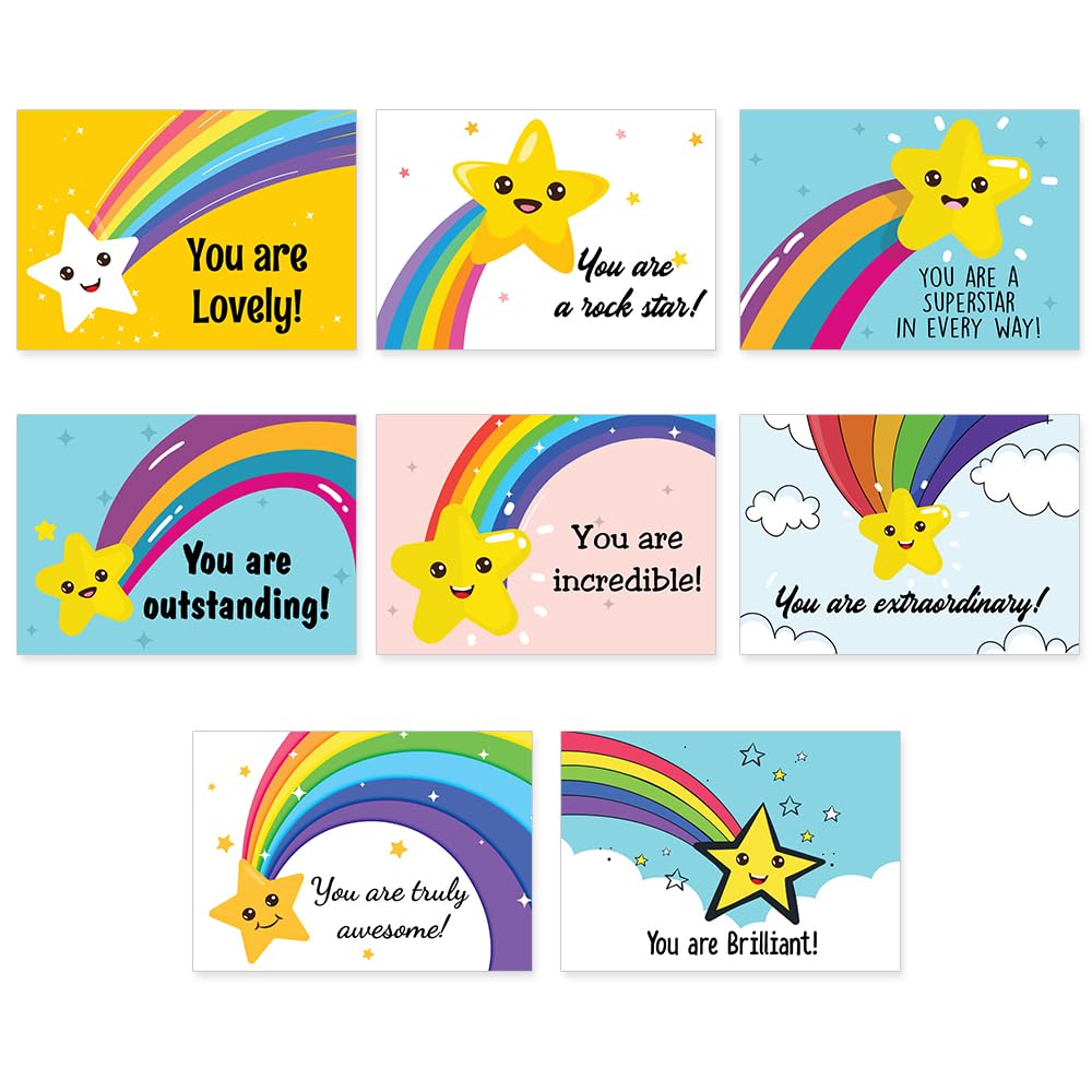 Papa Prints Pack of 48 Motivational Postcards for Kids Well Done Postcards Pack (105 x 149 mm) You are Amazing Card You are Awesome Positive Affirmation Cards for Kids