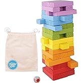 Pidoko Kids Wooden Stacking Building Blocks (49 Pcs) - Colorful Tumbling Blocks Board Games for Family Game Night - Montessori Toys Gifts, Includes Storage Bag
