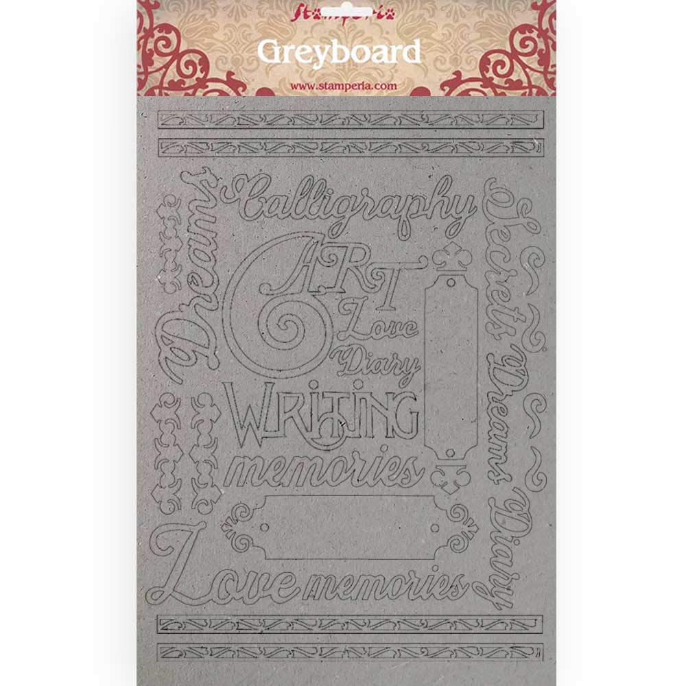 Stamperia Greyboard-Calligraphy, Cardboard, Various, A4