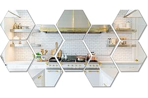 Kemmandi 10 Pieces Hexagonal Mirror Wall Mirror Glass Mirror Mirrors Decor for Home Bedroom Living Room