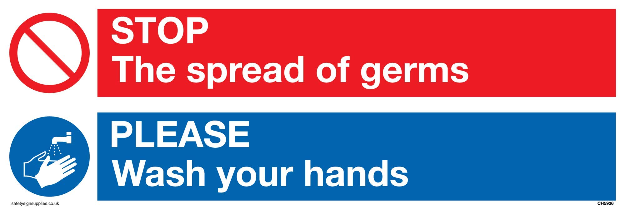 Viking Signs STOP germs PLEASE wash your hands sign - Plastic Rigid 3mm — image 1