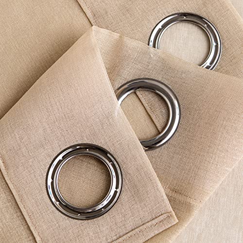 Woaboy Modern Living Room Curtains Short Curtains for Windows 2 Pieces 140 x 175 cm Curtains Bedroom Curtains Translucent Polyester with Rings Beige