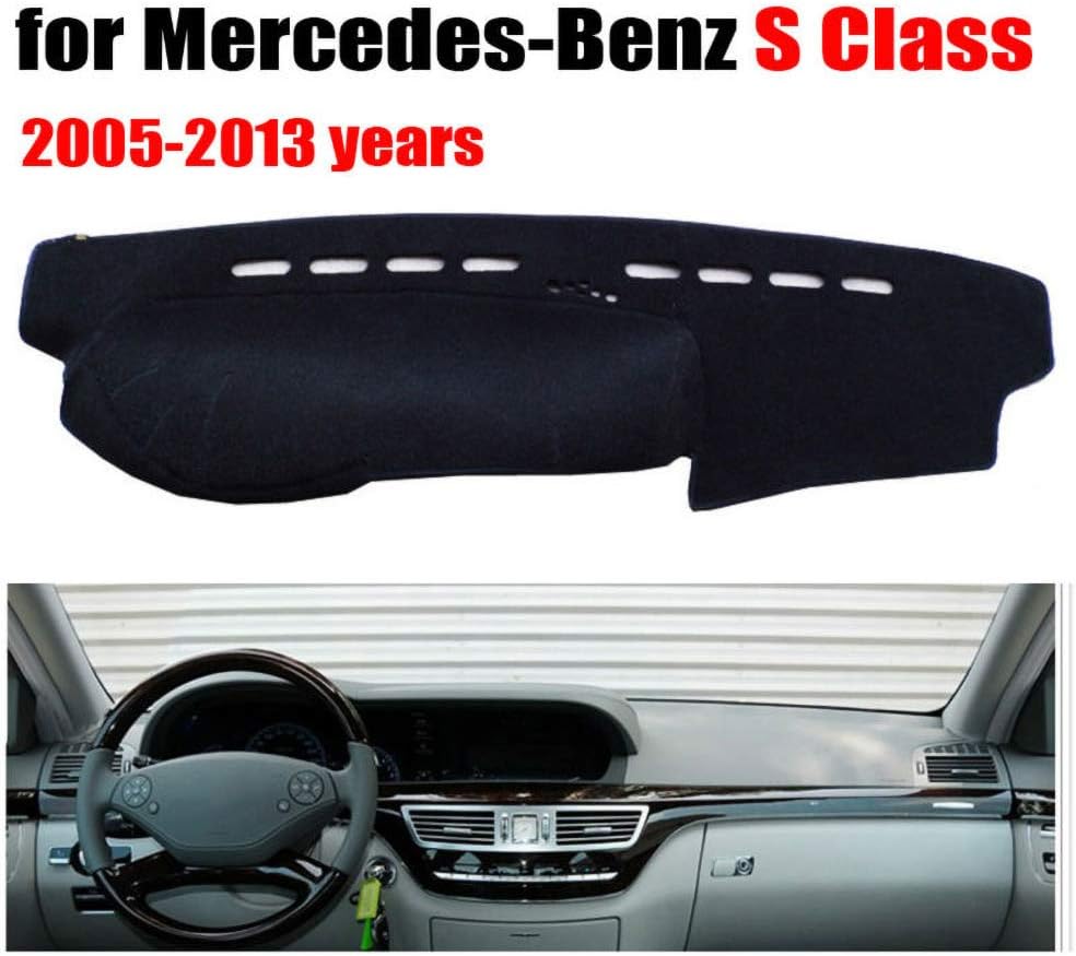 Qnice Car Dashboard Cover for Mercedes-Benz S Class 2005-2013 Left Hand Drive Dash Mat Covers Auto Dashboard Protector Accessories