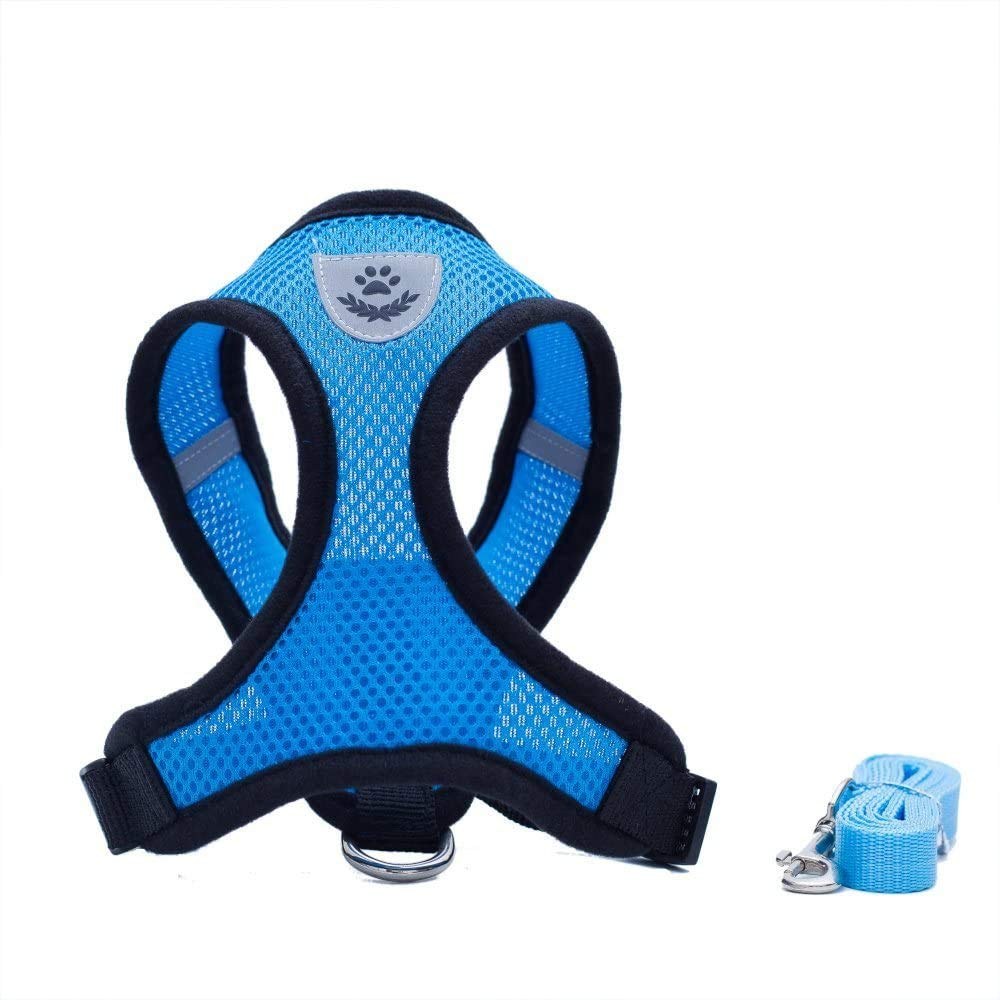 Locisne Mesh Fabric Dog Vest, Harness Soft and Adjustable Comfortable Pet Lead with Clip