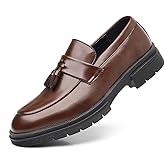 NFLTKEI Men's Slip On Dress Tassel Platform Loafers Comfortable Business Casual Shoes