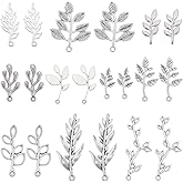 SUNNYCLUE 1 Box 40Pcs 10 Styles Leaf Charms Bulk Leaves Charms Tibetan Style Antique Silver Alloy Metal Willow Spring Autumn Pendants for Jewelry Making Supplies Necklace Bracelet Earring Craft