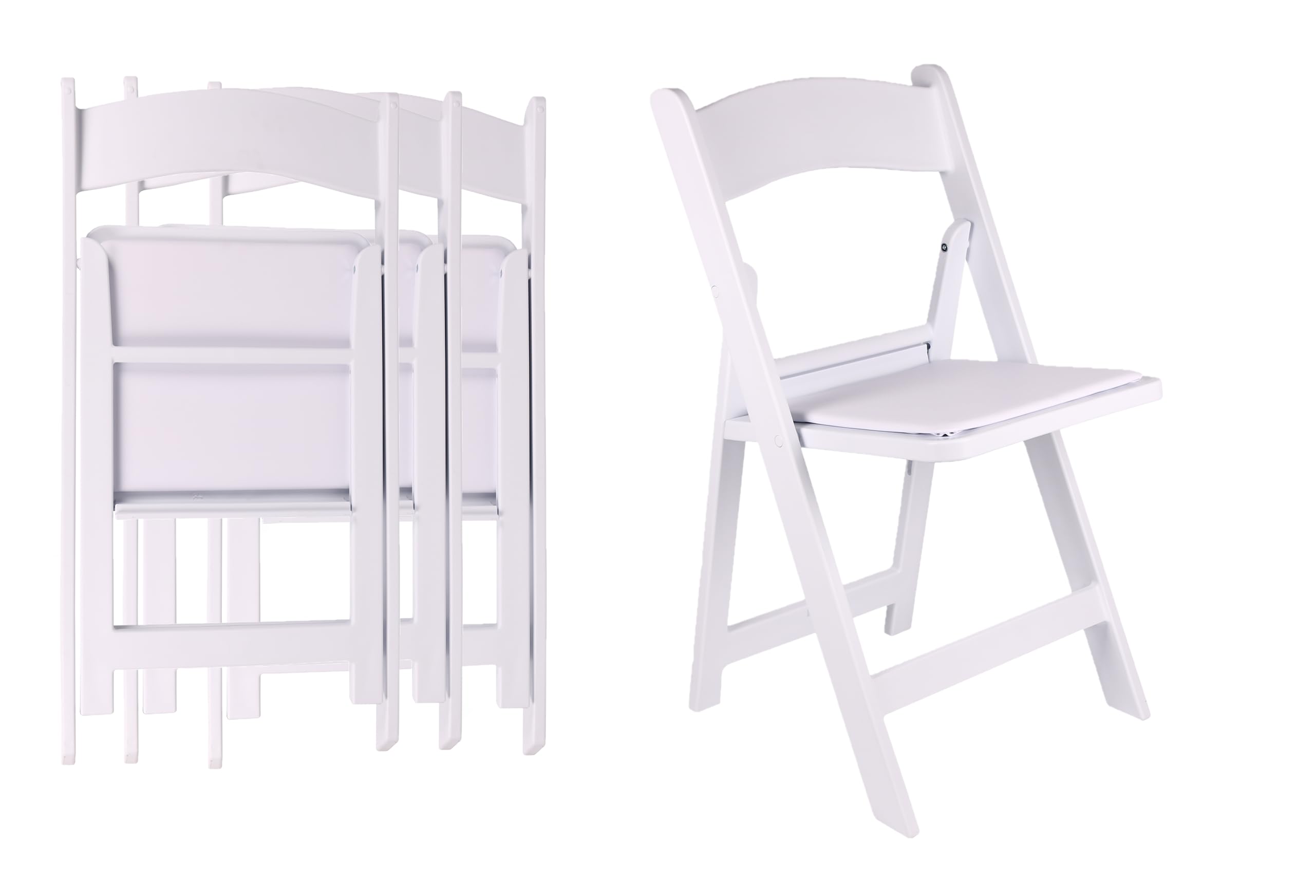 Photo 1 of BTEXPERT White Resin Folding Event Chairs - Set of 4, 1000 lb Weight Capacity, Padded Seats, Stackable, Lightweight & Durable Indoor/Outdoor for Home Dining Party Wedding Picnic Camping Church