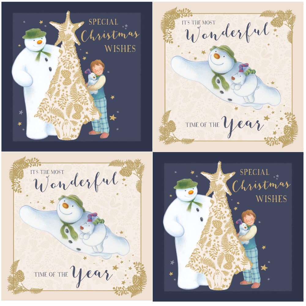 Official Snowman Christmas Card Pack, 12 Cards, 2 Different Designs, SMXB4