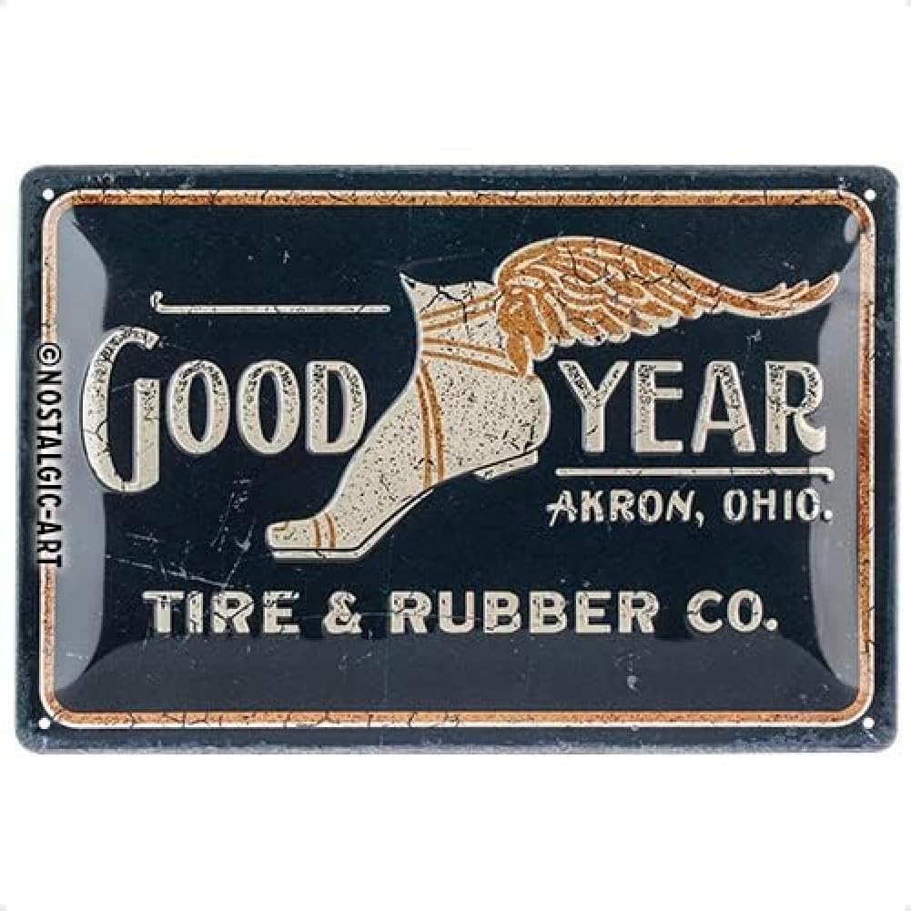Nostalgic-Art Retro Tin Sign, 20 x 30 cm, Goodyear - Wing Foot Logo 1901 - Gift Idea for Motor Fans, Original Licensed Product (OLP), Made of Metal, Vintage Design, Tin Signs Sayings, Tyre Decoration