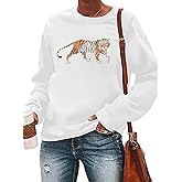 RMTXCD Tiger Sweatshirt Women Vintage Leopard Tiger Graphic Pullovers Animal Lover Long Sleeve Top Fall Casual Crewneck Shirt