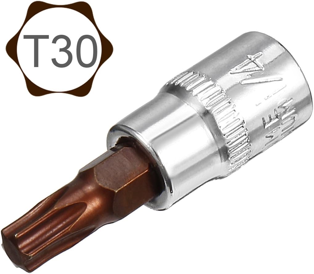 sourcing map 2pcs 1/4" Drive x T30 Torx Bit Socket, S2 Steel Bits CR-V Sockets 1.5" Length Use with Ratchet Wrench, Slide Bar - Image 3