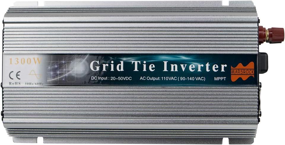 Marsrock 1300W Grid Tie Inverter Auto 20-50VDC(30v, 36v Solar) to 90~140VAC(110V AC) MPPT Pure Sine Wave Inverter for Max 1500W Solar or Wind Power Input (Golden): Garden & Outdoor