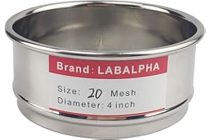 LABALPHA 20 Mesh Lab Sieves, Test Sieve #20 Mesh, 4'' Diameter, 304 Stainless Steel Wire Cloth (0.9mm)