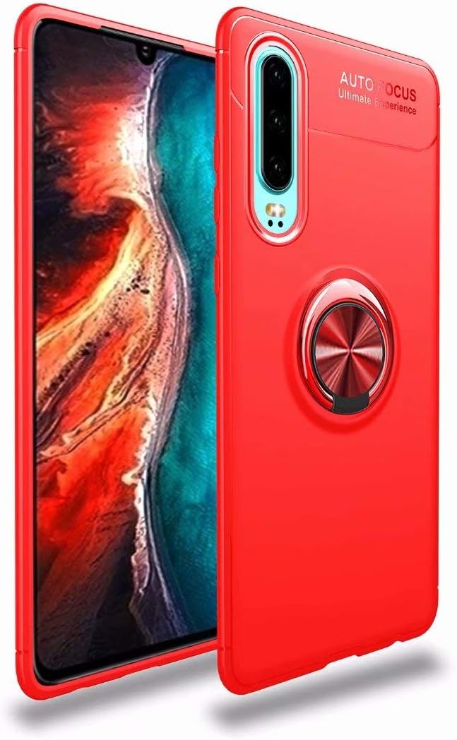 FanTings Case for Huawei Y6s (2019), 360°Adjustable Rotating Ring Bracket，Compatible with Magnetic Car Mount ，Earthquake Resistance Cover for Huawei Y6s (2019) -Red