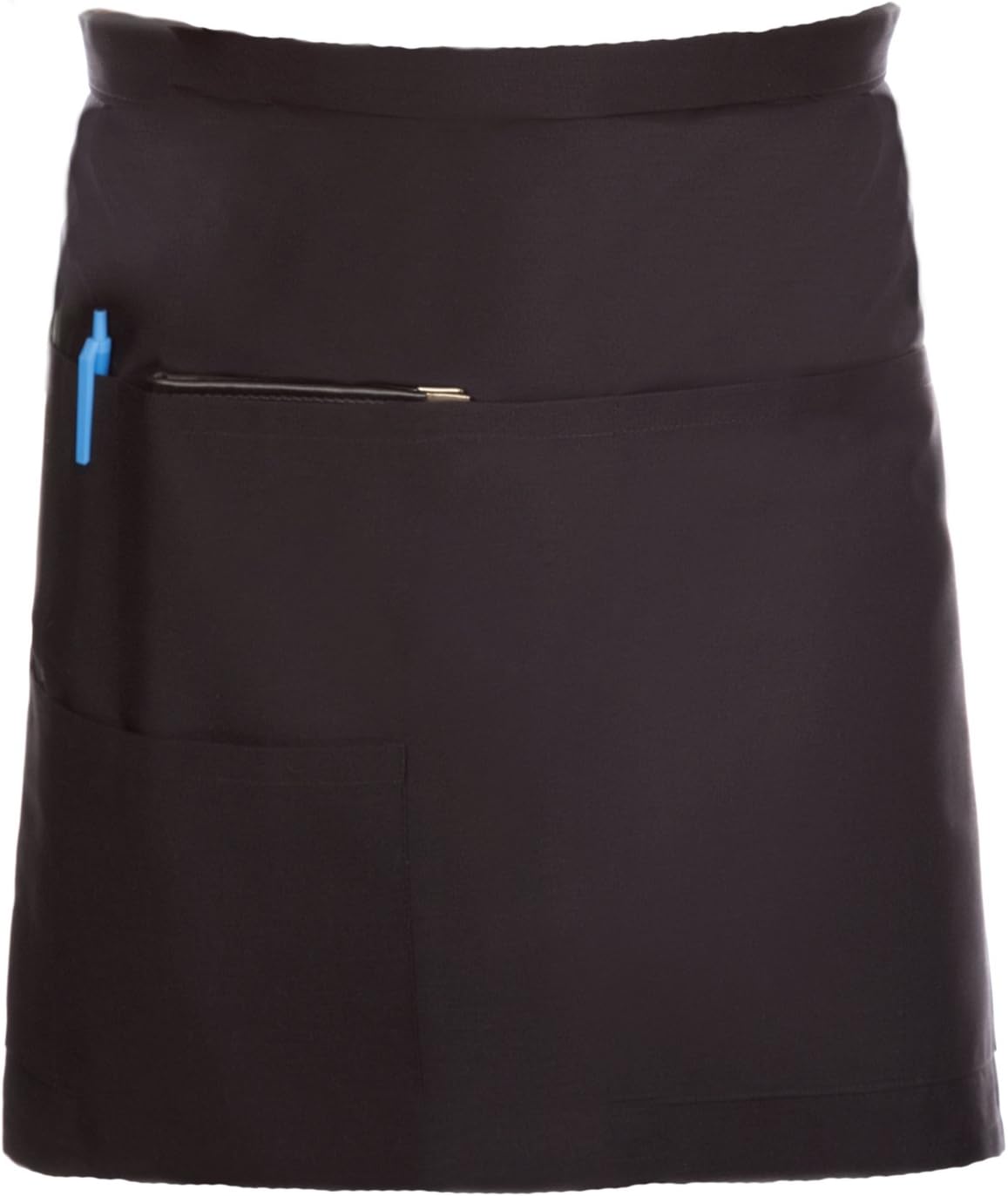 Premium Quality Short Black Restaurant Bistro Waiter Waitress Waist Apron with Multiple Pockets