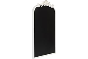 Kate and Laurel Arendahl Decorative Vintage Arch Chalkboard; 19 x 31; White; Framed Arched Ornate Magnetic Chalkboard for Bedroom Organization or Entryway Decor